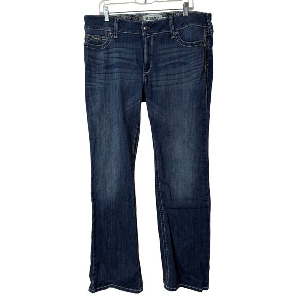 Ariat Women's REAL Mid Rise Stretch Whipstitch Boot Cut Jean Ocean 34L Riding - Picture 1 of 9